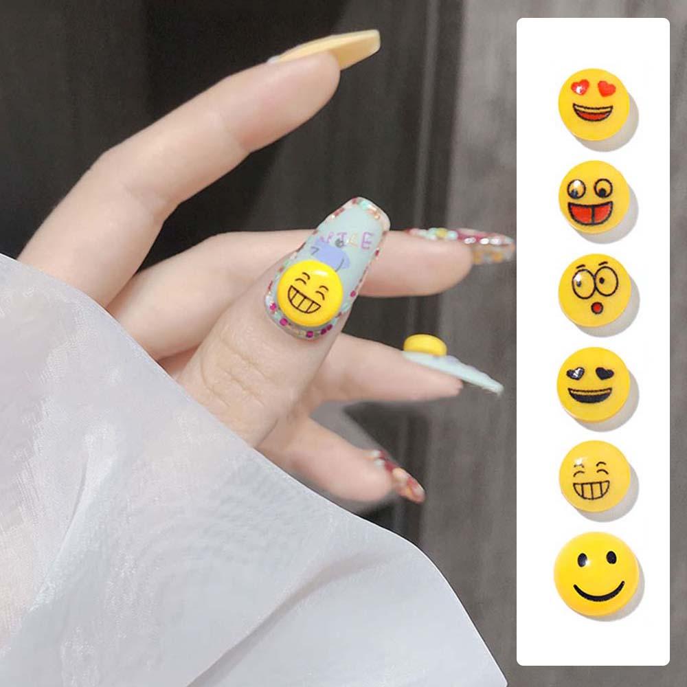 Agustina Perhiasan Kuku Smiley Face Kartun Pesona Lucu DIY Desain Nail Art