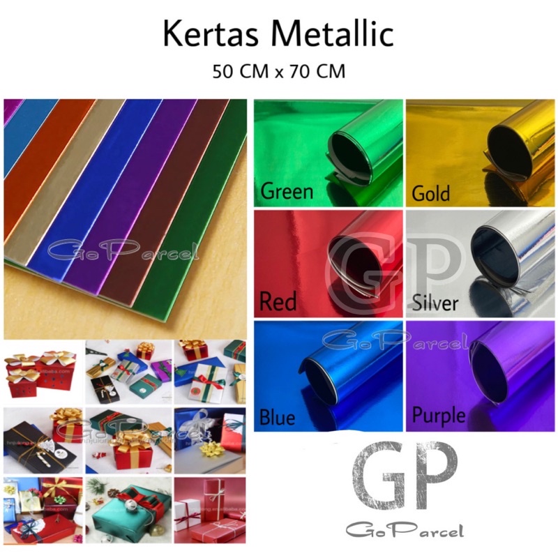 

( 5 Lembar ) METALLIC PAPER - KERTAS KADO METALIK SHINY MENGKILAP GIFT WRAP PAPER PREMIUM