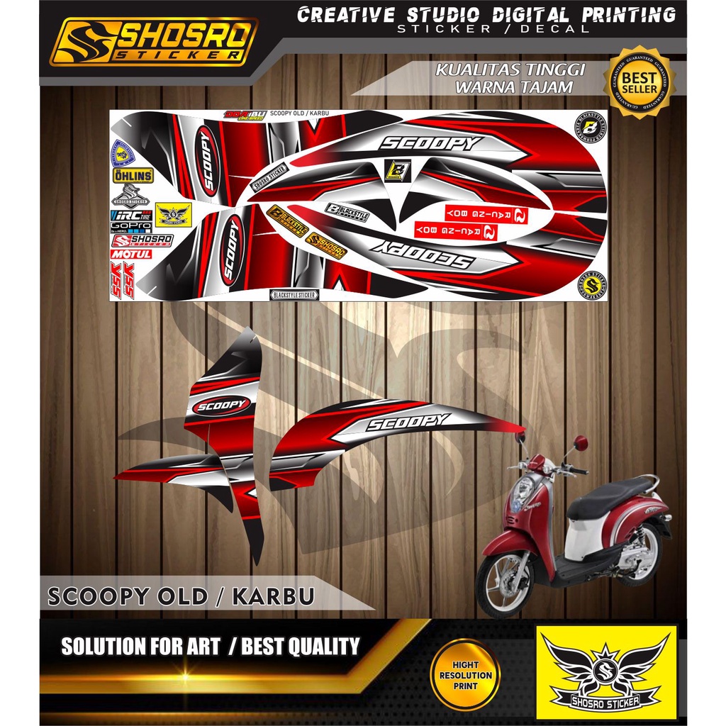 MOTIF VARIASI CUSTOM STIKER BUAT MOTOR HONDA MATIK SCOOPY LAMA / SCOOPY OLD /VARIASI LIS STRIPING SC
