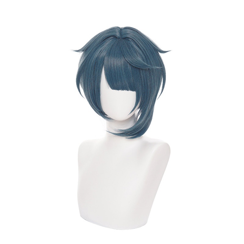 PREORDER Xingqiu Cosplay Wig Game Genshin Impact Xing Qiu Costume Dark Blue Short Heat Resistant Syn