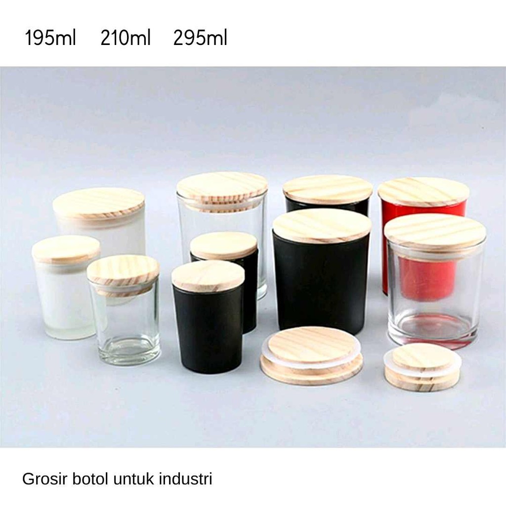 Jar kaca Lilin Jar tutup Kayu Jar Bumbu Toples Kayu Toples Kaca kayu Wadah Herbal Toples Makanan Ker