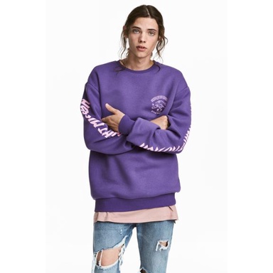 Crewneck H&amp;M Young and Bored Purple Sweater Shinjuku Nights Ungu