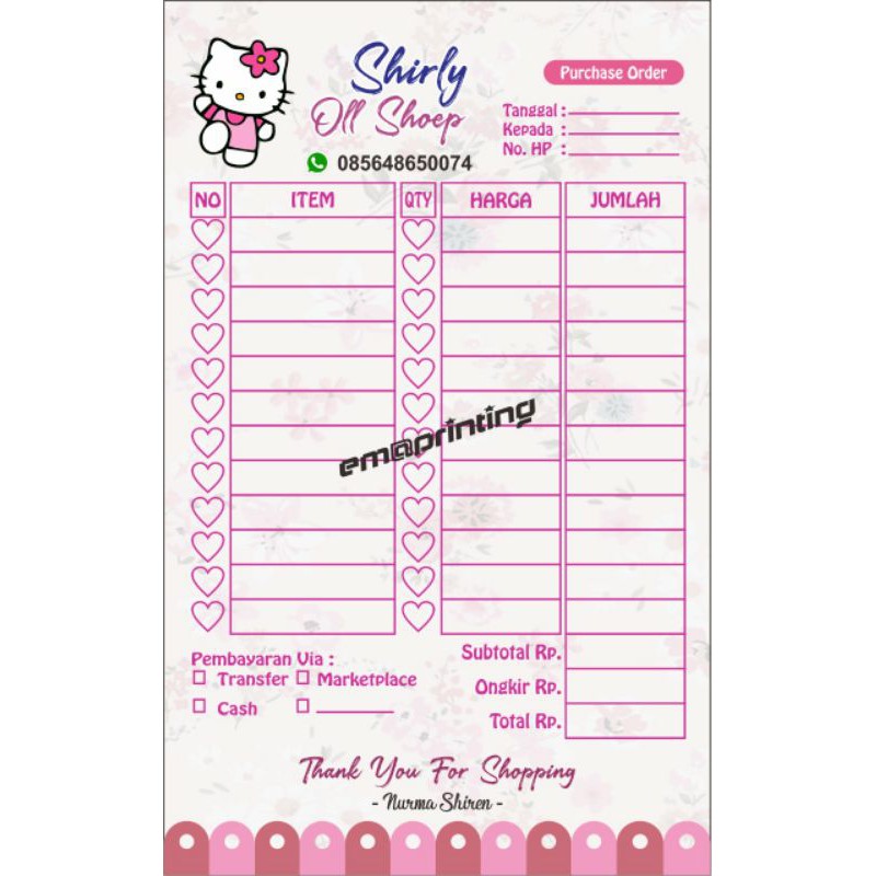 

Nota Olshop Full Colour