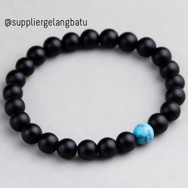 gelang batu phyrus biru blackstone akik gaya china giok alam