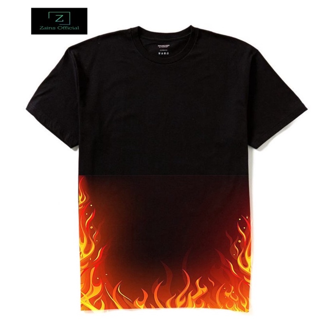 Kaos Distro MOTIF FIRE API FLAME TERBAKAR Outfit of the day Oversize Trend 2021 Logo Baju Tulisan Oo