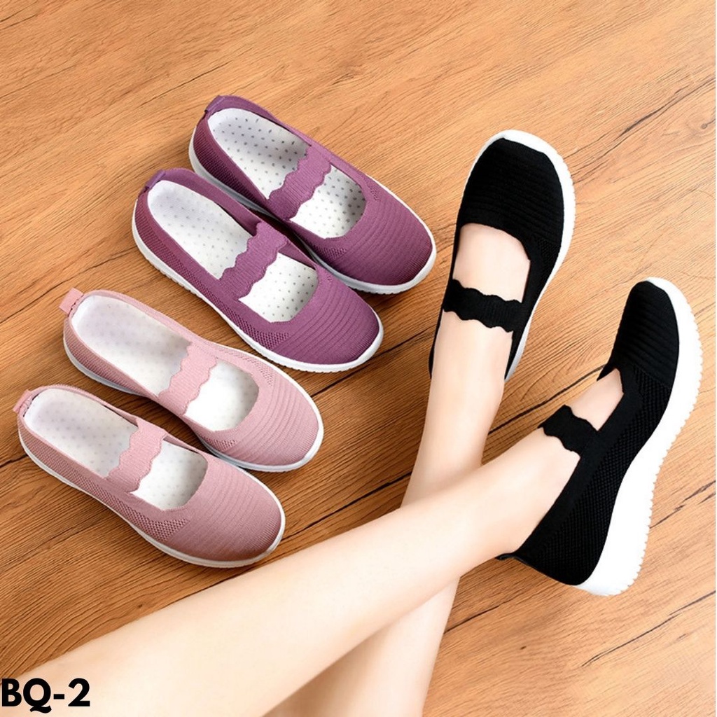 SEPATU WEDGES WANITA IIMPORT KANVAS BREATHABLE CANTIK NYAMAN LARI SANTAI GAIL ELASTIS BQ2