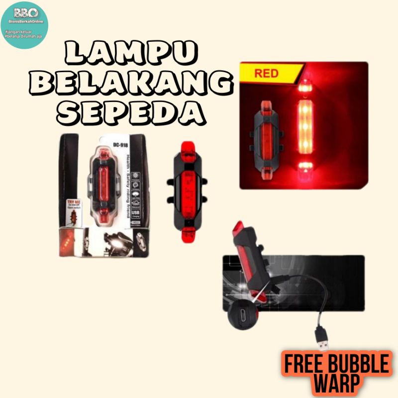 Lampu Belakang Sepedah Sepeda LED USB Port Murah Anti Air BS216