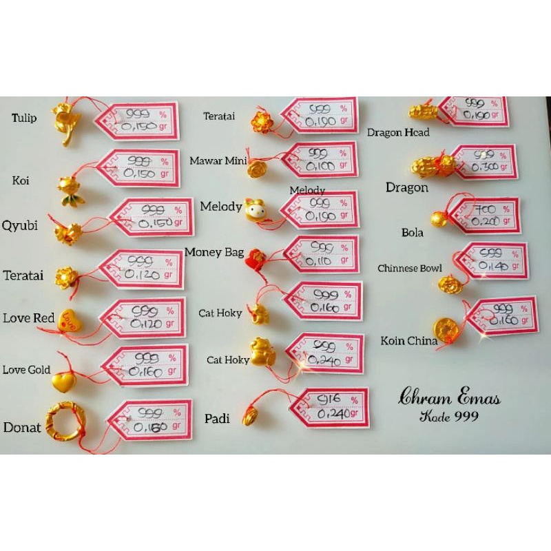 CHARM LIONTIN EMAS KADAR 999 (HANYA EMASNYA SAJA)