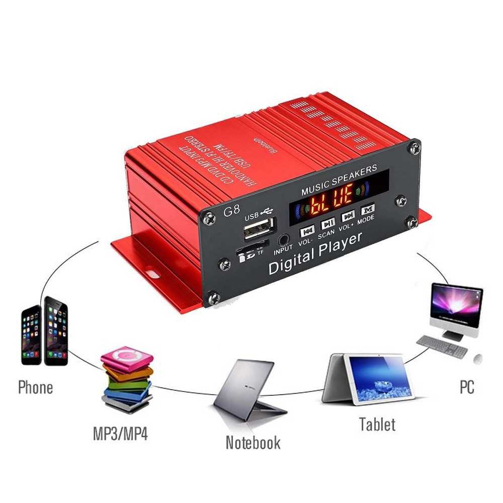 Tape Car Audio External FM MP3 Bluetooth Power Amplifier 12V 200W G8 USB port Car digital player 12V