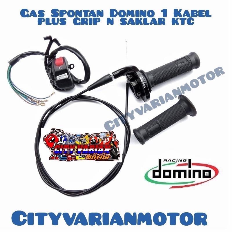 Paket Gas Spontan Domino 1 Kabel plus Saklar Domino KTC Crf KLX Vixion Mio Beat Scoopy Vario Nmax dl