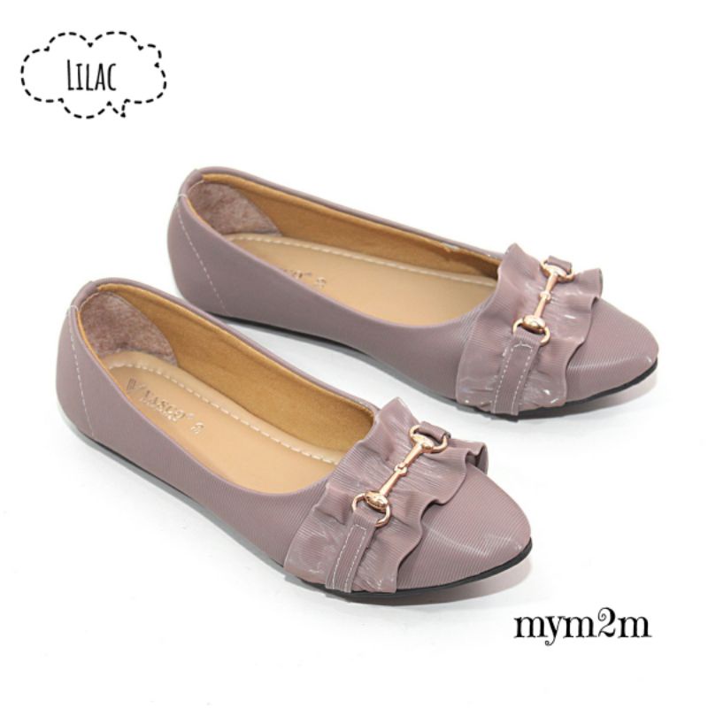 Mym2m Vaselina Sepatu Flat Wanita Balet Flatshoes Sol karet