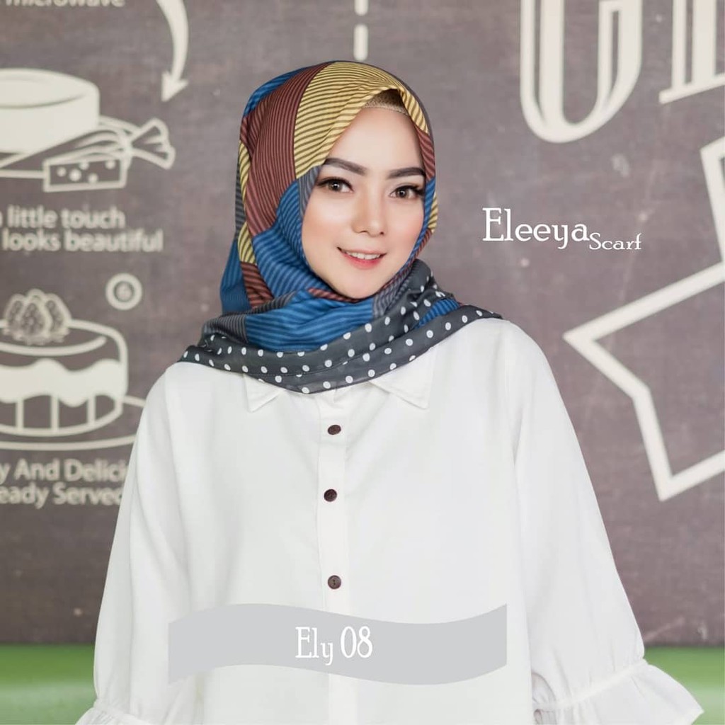 HIJAB SEGIEMPAT MOTIF ELY 08 || ELEEYA SCARF