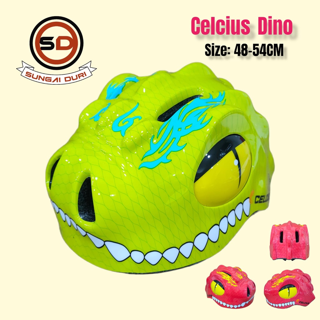 helm sepeda anak karakter dino n girls lucu celcius