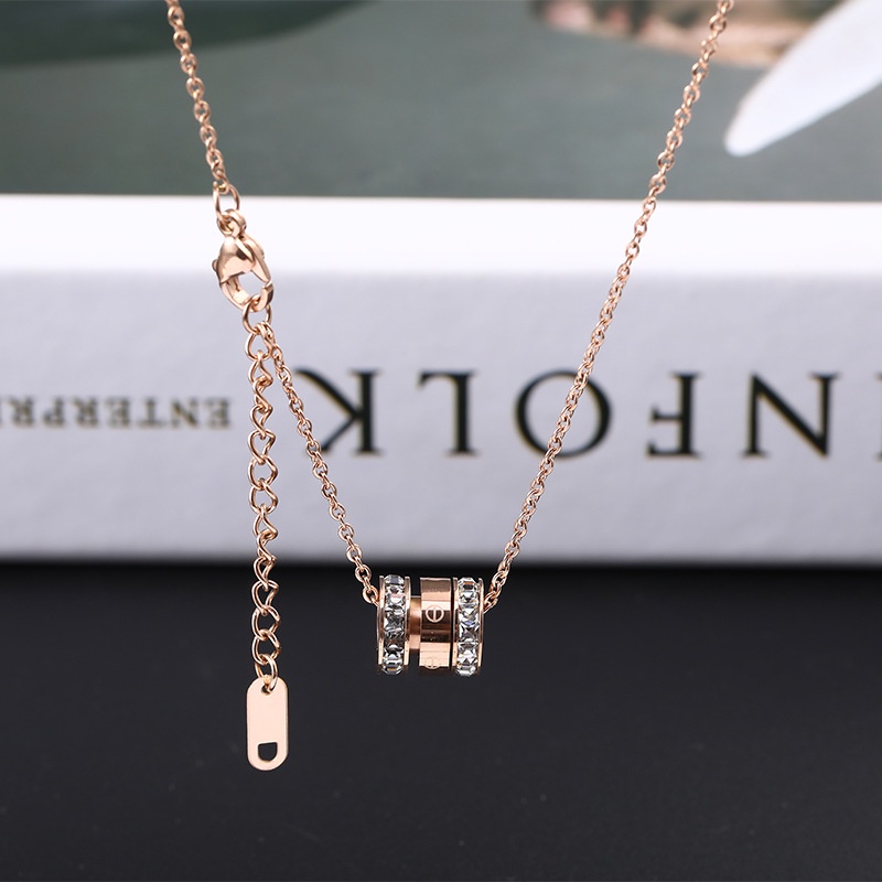 Kalung titanium Wanita Korean Style Anti karat liontin tabung angka romawi