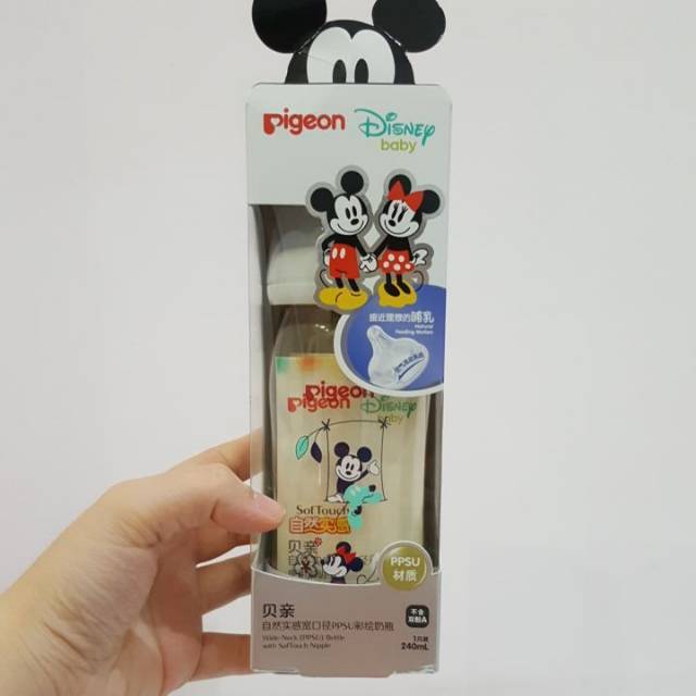 Botol Pigeon PPSU Mickey Minnie wideneck soft touch peristaltic plus 160 ml dan 240 ml