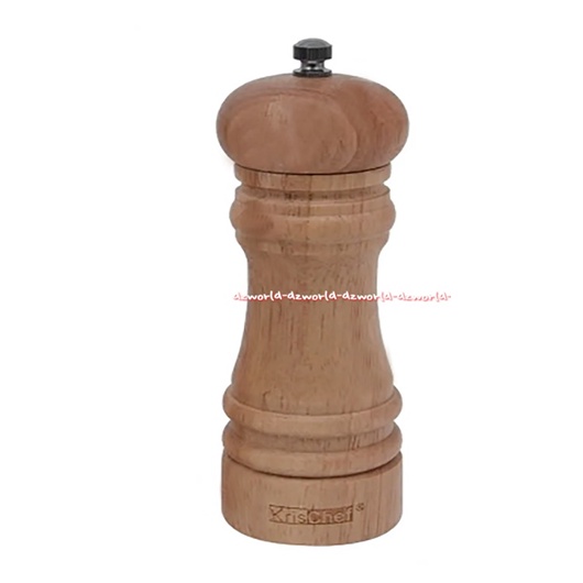 Krischef Wodden Pepper Mill Set 2pcs Tempat Bumbu Garam Merica Bahan Kayu Karet Putar Salt Seasoning Place