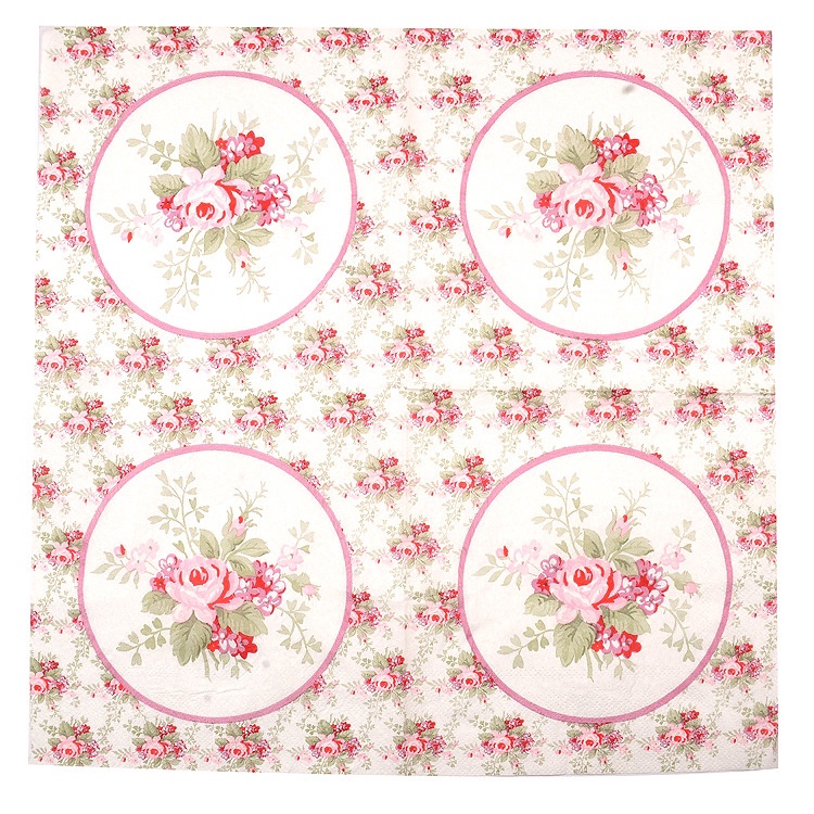 20pcs/pack Rose Flower Paper Napkins Print Tissue Napkins Decoration Serviettes