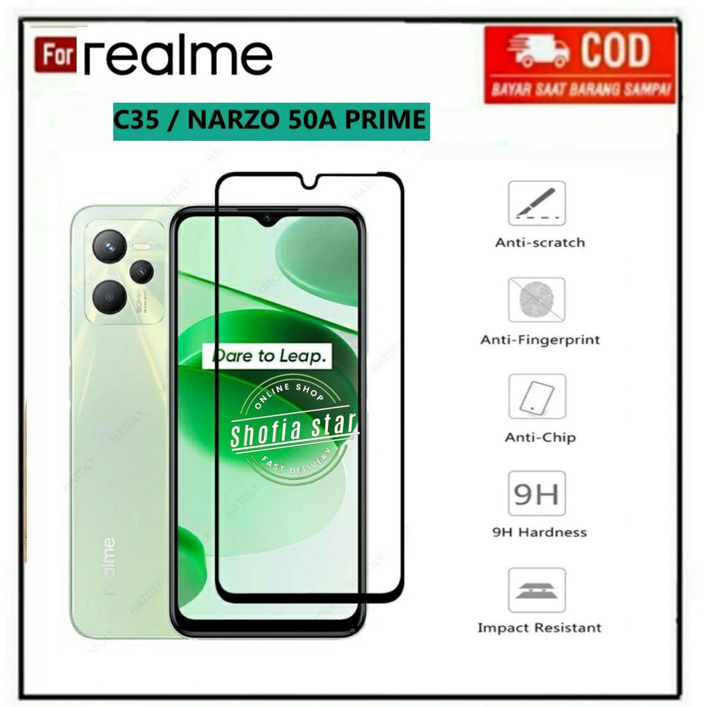 TEMPERED GLASS REALME C35 C31 NARZO 50A PRIME TG LAYAR ANTIGORES KACA FULL COVER