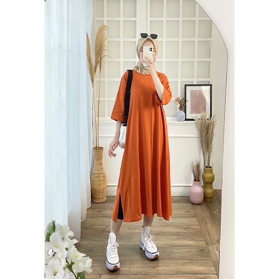 Jaya.Co Dress Mendy Cotton Combed Oversize Long Dress Katun Tunik Katun Basic Good quality