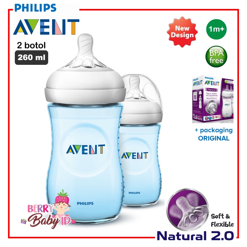 Philips Avent Natural 2 Botol Susu Bayi Twin Pack 125ml 260ml 0m+ 1m+ Berry Mart