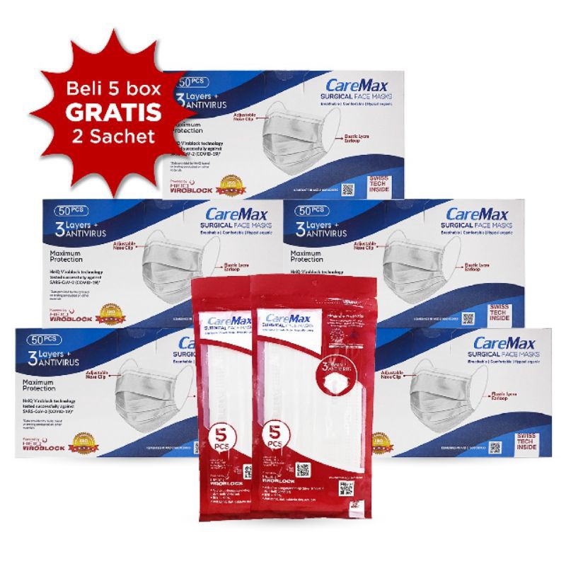 Masker CareMax Surgical HEIQ VIROBLOCK | CAREMAX