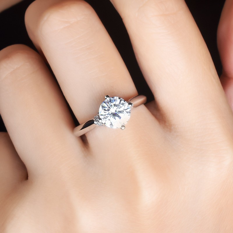 925 cincin perak murni wanita Moissan berlian pt950 cinta angsa ganda fashion perhiasan