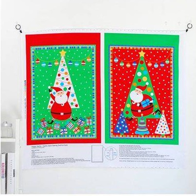 [R633] Santa Sack Bag Panel Fabric, kain katun motif natal, kain katun natal, dekorasi natal
