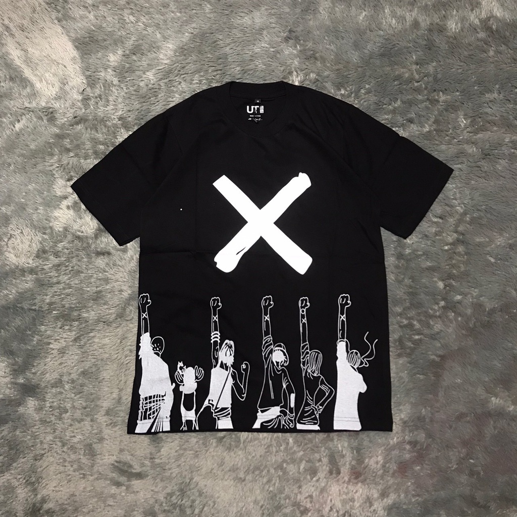 KAOS BAJU TSHIRT UNIQLO ONE PIECE 50 TH ANNIVERSARY BLACK PREMIUM