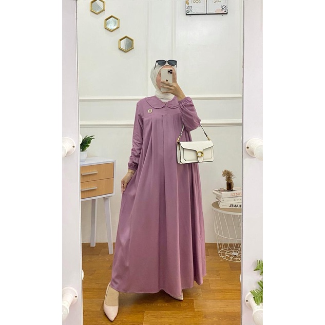 Felicia Dress  Bahan Rayon Premium Kahatex  LD +- 110 cm PB +- 135 cm  Busui & Wudhu friendly Aksen 