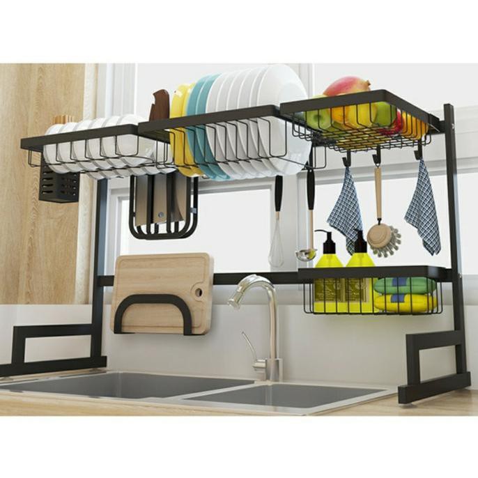Rak Piring Wastafel 2 Susun Anti Karat Rak Dapur 85 Cm Auliabubbleshop