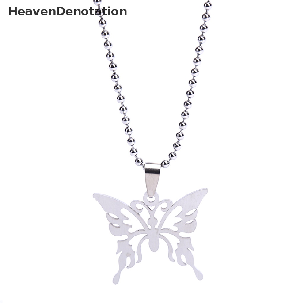 Kalung Rantai Liontin Butterfly Bahan Stainless Steel Untuk Pria Dan Wanita