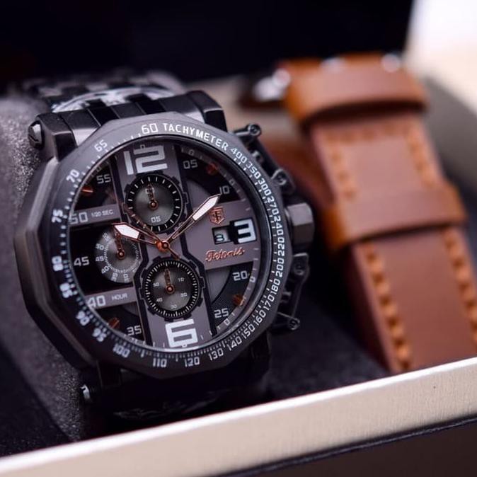 JAM TANGAN PRIA TETONIS RANTAI 6012 ORIGINAL BONUS KULIT