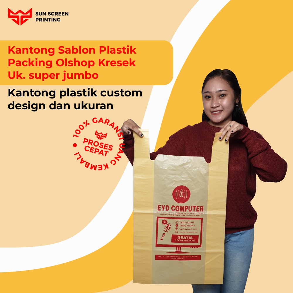 Kantong Sablon Plastik Packing Olshop Kresek Ukuran Super Jumbo