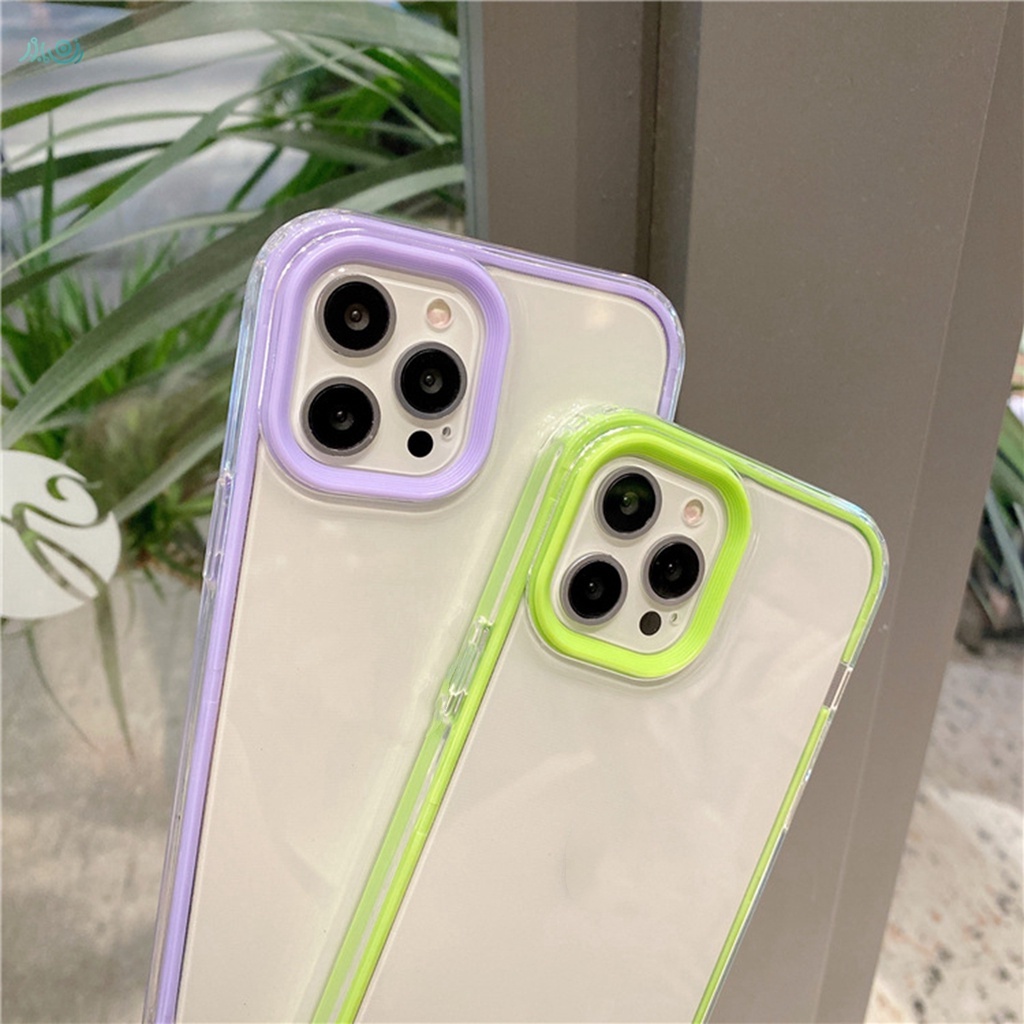 Candy Color 3 In 1 Frame  Phone Case for Phone 12 11 Pro Max X Xs Max XR 8+ 7 Plus Heavy Duty Protection Bumper  Soft TPU transparent case