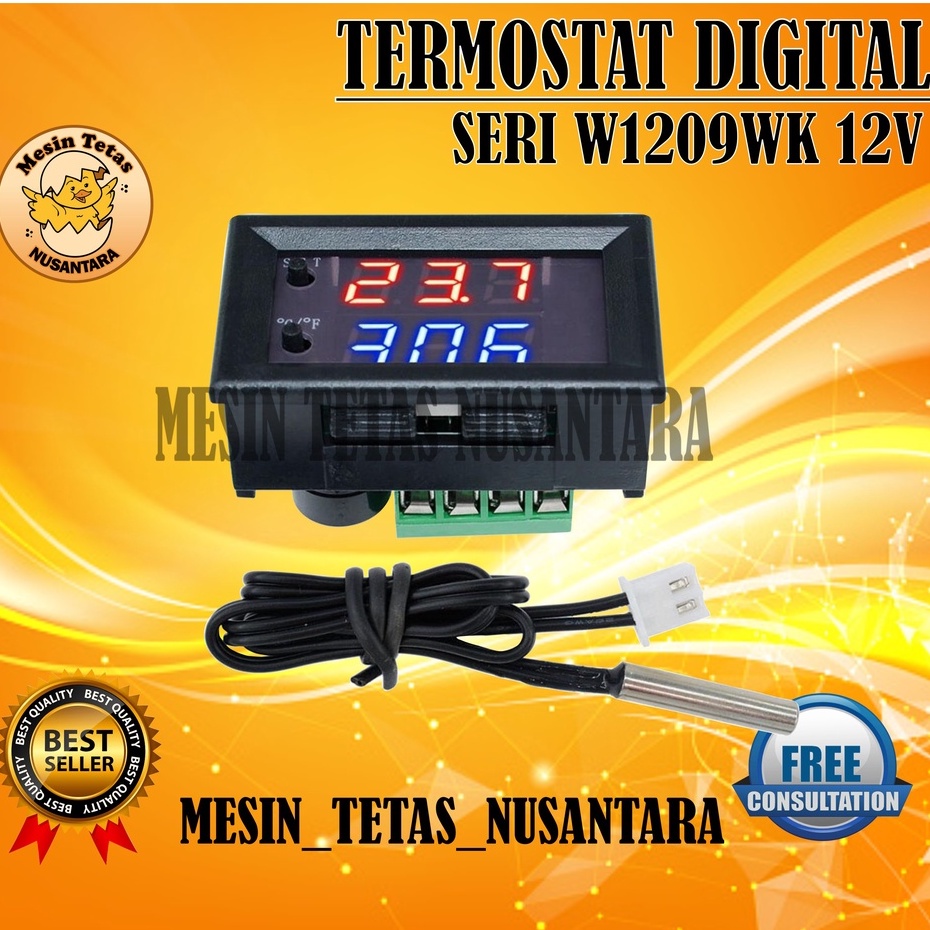 W1209WK Termostat Temperatur Controll Digital DC 12V Pengatur Suhu Otomatis Celcius Dan Fahrenheit