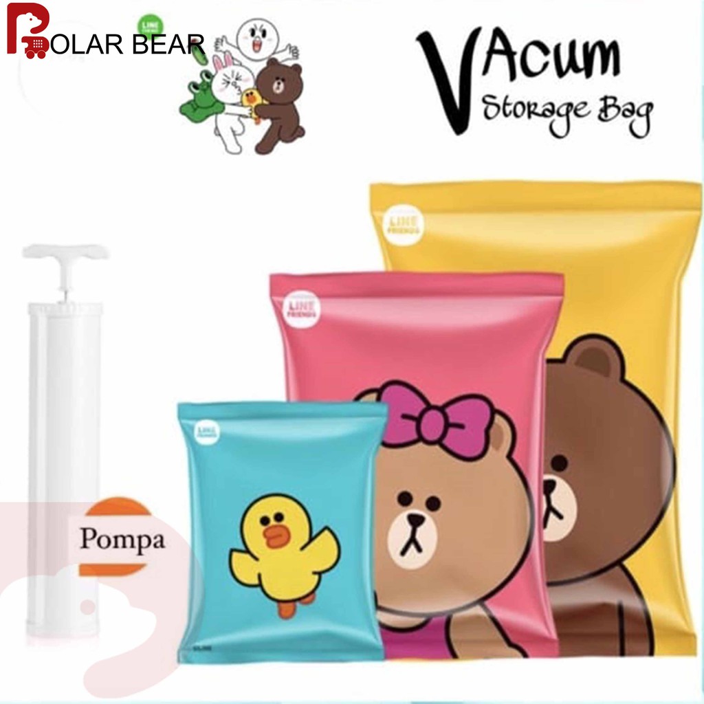 Vacuum Bag Plastik Storage Press Vakum Kantong Pakaian LINE FRIENDS