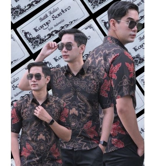 Baju Kemeja Batik Pria Lengan Pendek Modern Slimfit Full Furing