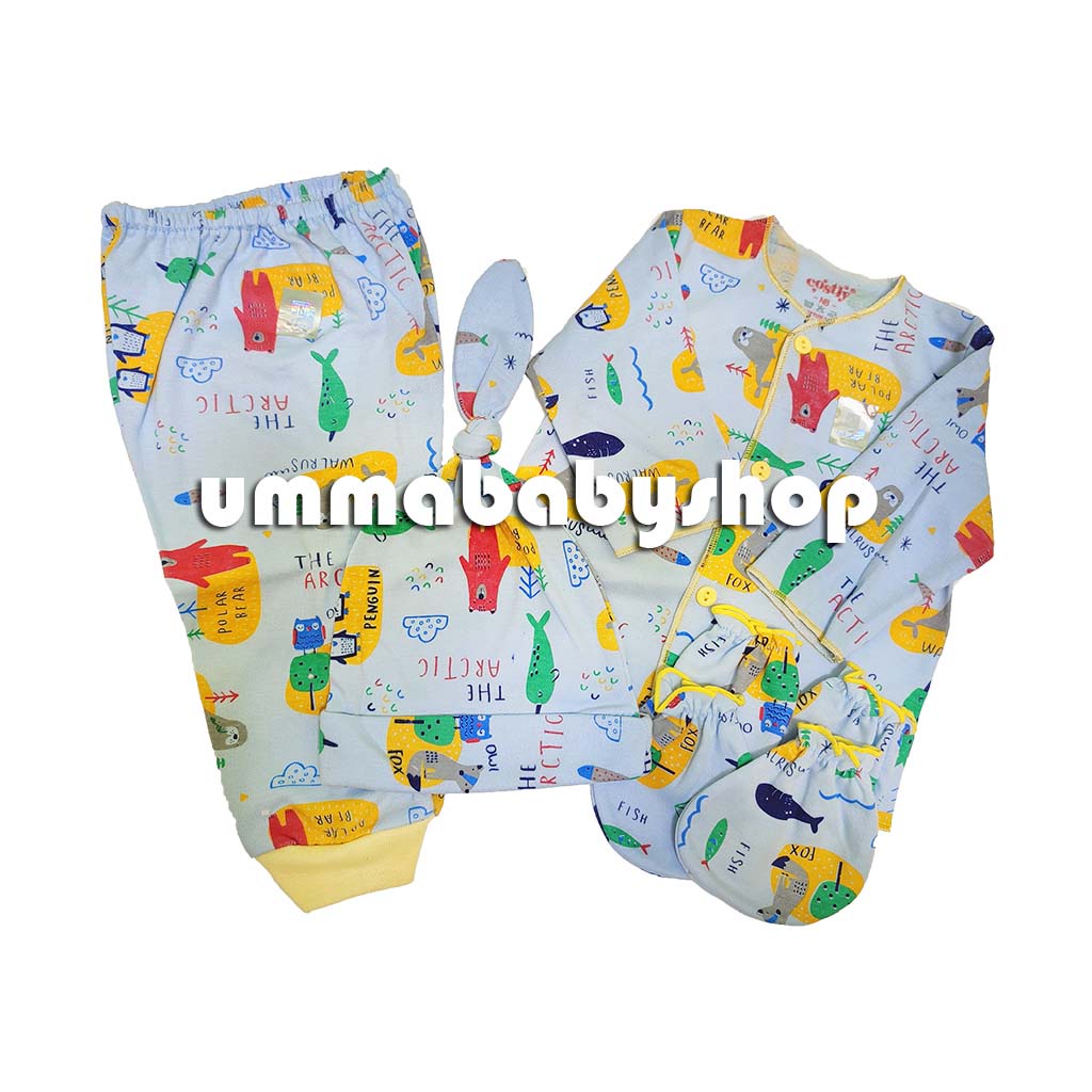 7in1 Setelan Bayi Lengkap Topi Sarung Tangan Kaki SNI Katun Soft Perlengkapan Baju Bayi Gift Set Murah Kado Lahiran Piyama Bayi Celana Tutup Kaki Lengan Pendek Murah Motif Lucu