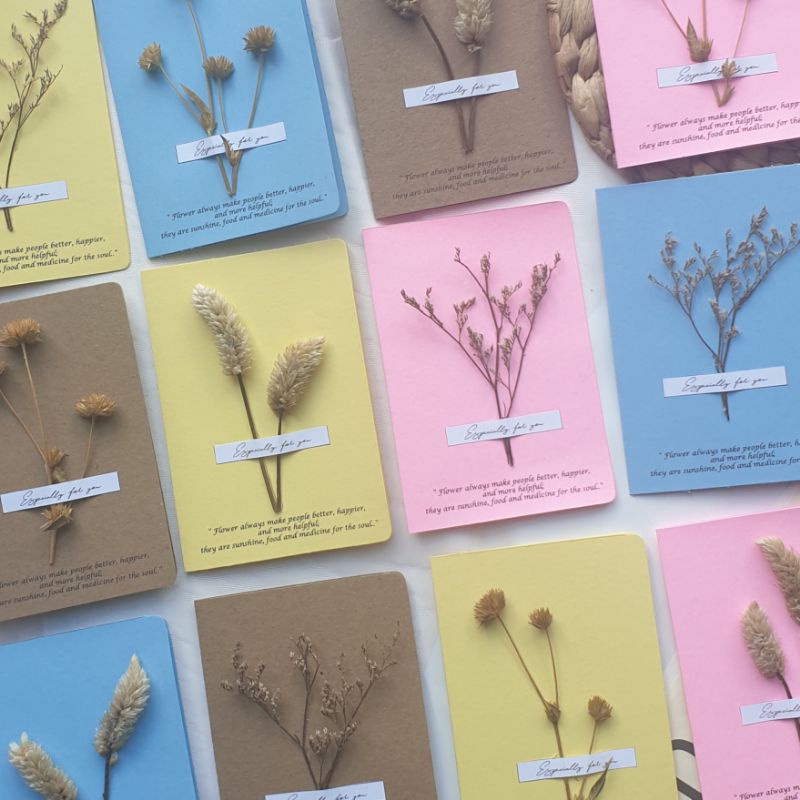 Kartu ucapan estetik greeting card bunga kering kartu terimakasih aesthetic | dried flower card