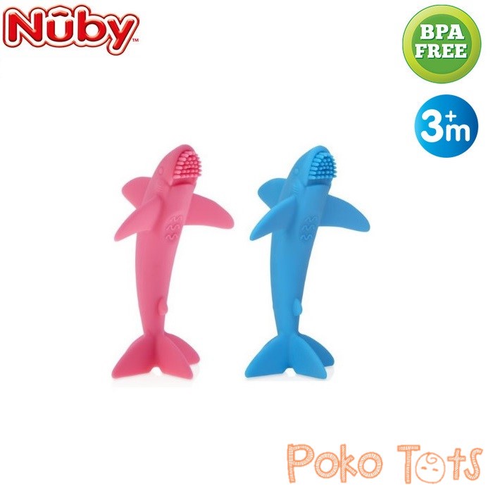 Nuby Lil Baby Shark Sensory Toy Teether Mainan Gigitan Bayi WHS