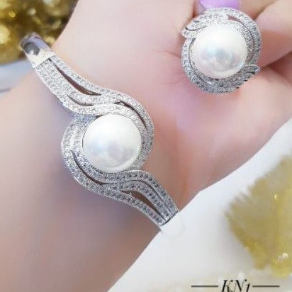 Set Perhiasan Gelang dan Cincin Mutiara air tawar G916