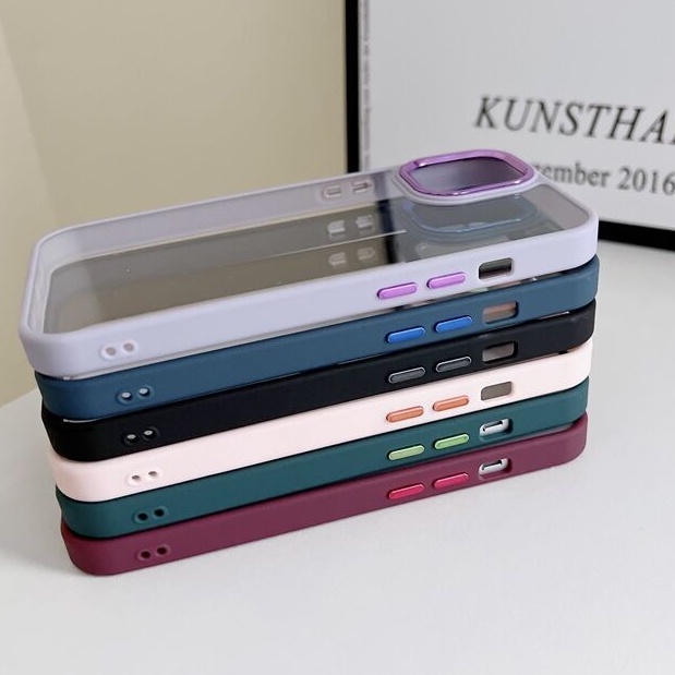 Phone Case Acrylic Material + Electroplating Button + Electroplating Ring (For iPhone 7 8 Plus X XR XS MAX 11 New 13 Pro Max Transparent For iphone12 Pro Max All-Inclusive Protecti