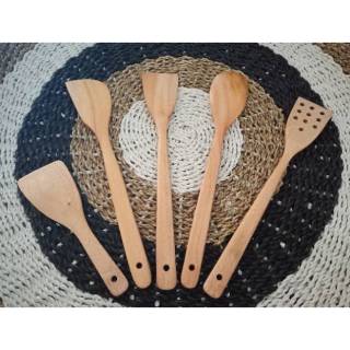  Sutil  Spatula Sodet kayu  set  isi 5 pcs dari kayu  