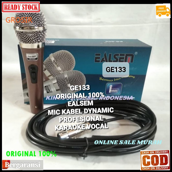 G133 Ealsem original 100% mic kabel dynamic Microphone cable karaoke mik vocal vokal profesional pro mikrophone musik music audio sistem sound system panggung dj studio G133   Tidak pakai baterai langsung colok aja  BISA DIGUNAKAN KE SEGALA ALAT AUDIO  Ba