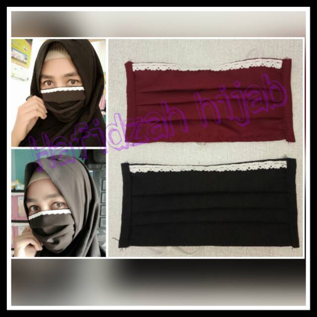 Masker kain renda hijab, masker kain hijab