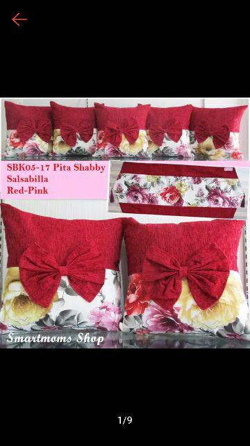 Taplak Meja Tamu Bordir Organdi Kaca Premium 40x90cm Lili Maroon