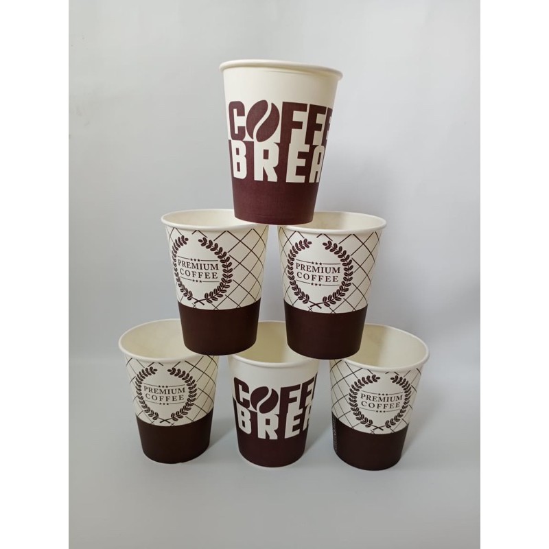 isi 50pcs papercup 8oz / 9oz motif gelas kopi thn panas 240ml