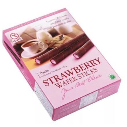 [HALAL] Kugi Strawberry Wafer Sticks 120gr Astor Panjang