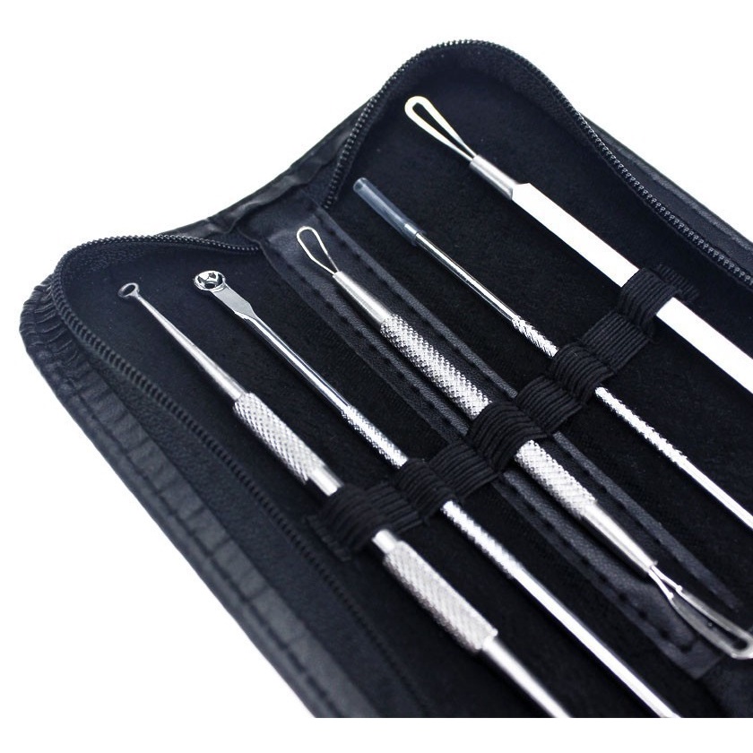 Face Care Stainless Steel Skin Acne Pimple Remover Kit / Alat Pemencet Jerawat Dan Komedo Alat Penghilang Jerawat Kulit Stainless Steel Perawatan Wajah  / Alat Facial Alat Perawatan Wajah Jerawat Pinset Alat Pencabut Komedo / Set Pinset Pembersih Wajah