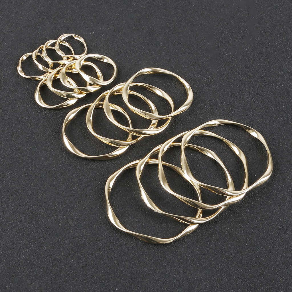 4pcs 17 / 20 / 32 / 42 mm Konektor Anting / Cincin Bentuk Lingkaran Warna Emas Untuk Aksesoris Perhiasan